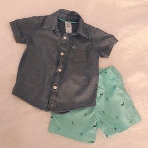Carter’s Front Button Shirt & Shorts Set